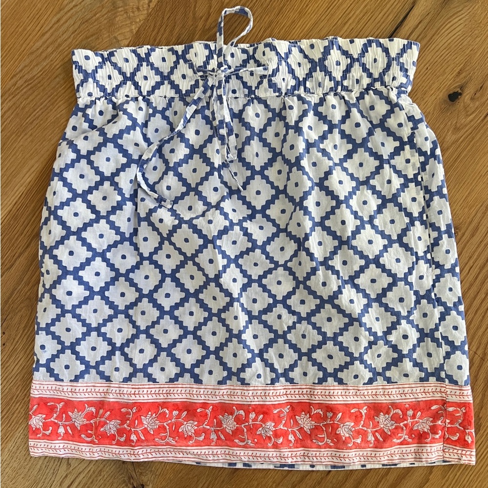 SET-J.CREW x SZ BLOCKPRINTS SHORT SLEEVE TOP & MINI SKIRT SET, SIZE S. - Picture 8 of 12